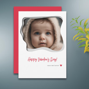 Moderner roter Foto Valentinstag Feiertagskarte