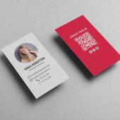 Moderner roter Geschäfts-Foto-QR-Code Visitenkarte