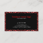 Moderner roter Glitzer mit schwarzem Zebradruck Visitenkarte (Rückseite)