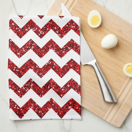 Moderner Roter Glitzer Zickzack Küche Geschirr Han Handtuch (Viertel Falte)