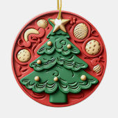 Moderner Roter Grüner Weihnachtsbaumschmuck Keramik Ornament (Vorne)