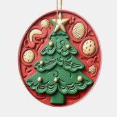 Moderner Roter Grüner Weihnachtsbaumschmuck Keramik Ornament (Links)