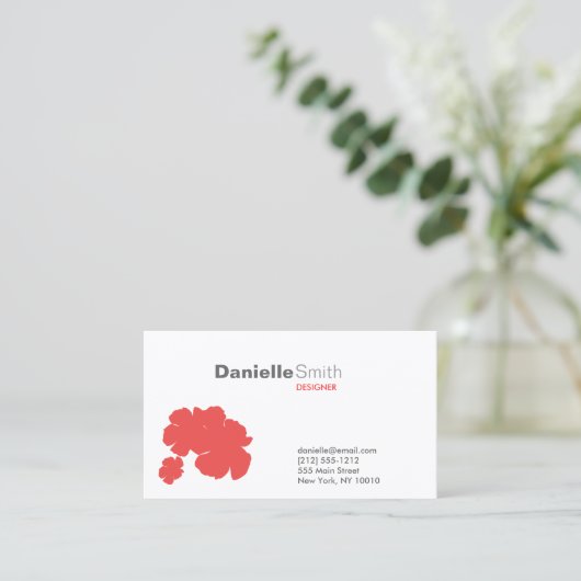 Moderner Roter Hibiskus Visitenkarte (Stehend Vorderseite)
