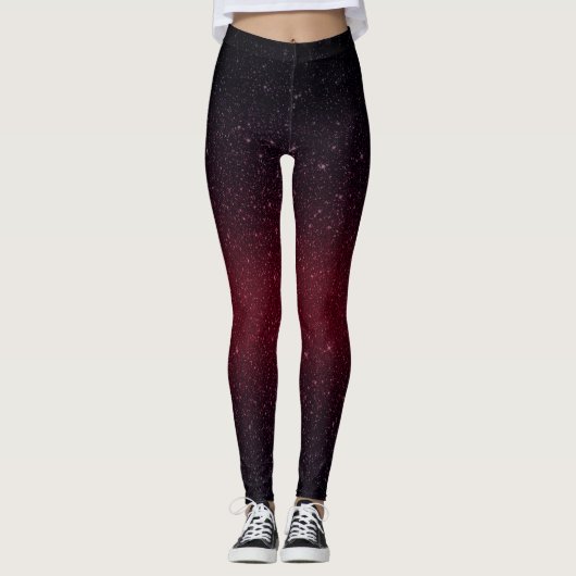 Moderner roter Imitat-Glitzer Burgunders Leggings (Vorderseite)