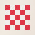 Moderner roter Kroatischer Karrer Schal<br><div class="desc">Dieser Schal weist ein gewagtes geometrisches Muster auf,  das berühmte kroatische Schachbrett in Rot und Weiß.</div>