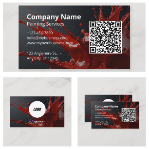 Moderner roter Maler QR-Code Visitenkarte