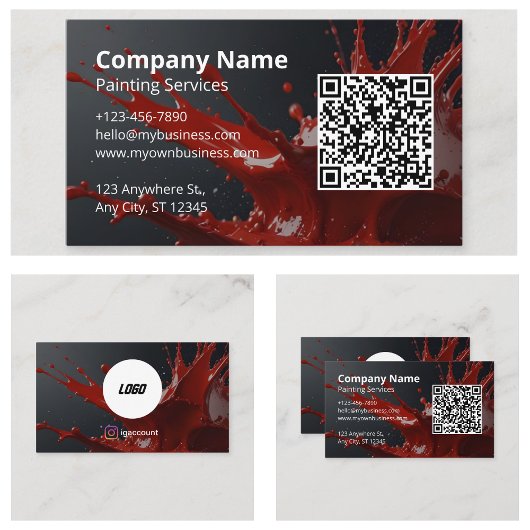 Moderner roter Maler QR-Code Visitenkarte