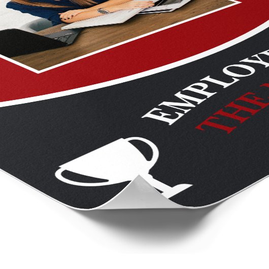 Moderner roter Mitarbeiter des Monatsbildes Poster (Ecke)