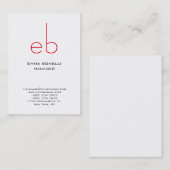 Moderner roter monogramm weißer Hintergrund Visitenkarte (Vorne/Hinten)