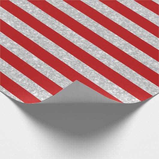 Moderner Roter Silberner Glitzer Weihnachten Geschenkpapier (Ecke)