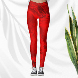 Moderner Roter Swirl Leggings