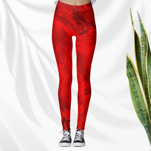 Moderner Roter Swirl Leggings
