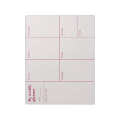 Moderner roter und beiger minimalistischer Wochenp Notizblock (Rotiert)