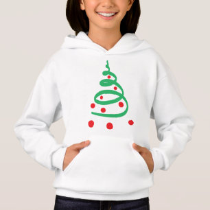 Moderner Roter und Grüner Weihnachtsbaum Hoodie