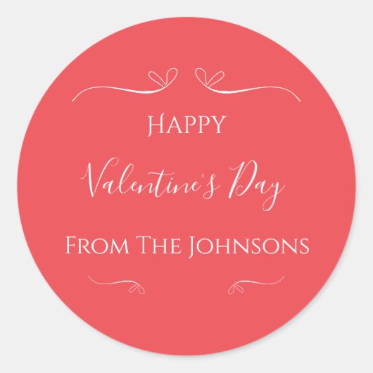 Moderner roter Valentinstag Runder Aufkleber (Vorderseite)