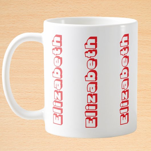 Moderner roter vertikaler Name Personalisiert Kaffeetasse