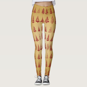 Moderner roter Weihnachtsbaum auf Gold Leggings