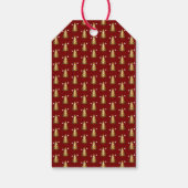 Moderner roter Weihnachtsbaum mit goldenem Glitter Geschenkanhänger (Rückseite)
