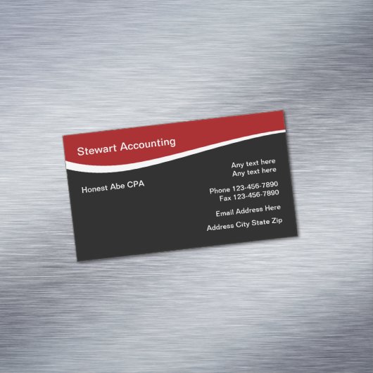 Moderner roter, weißer und schwarzer Akzent Magnetische Visitenkarte (Beispiel)