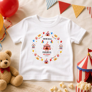 Moderner roter Zirkus-Ticket zum 1. Geburtstag j Baby T-shirt