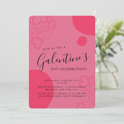 Moderner Rotgalentinstag Einladung (Stehend Vorderseite)