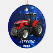 Moderner Rottraktor "Christmas 20XX" Keramik Ornam Ornament (Links)