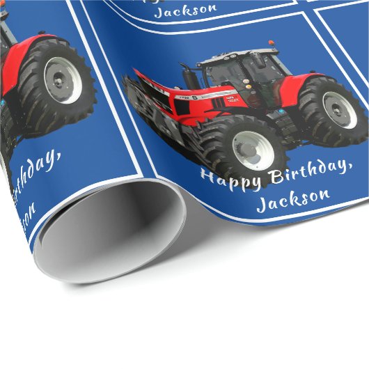 Moderner Rottraktor Geschenkpapier (Rolleneckpunkt)