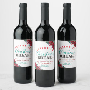 Moderner Rotwein- und Grüner Weihnachtslehrer Weinetikett