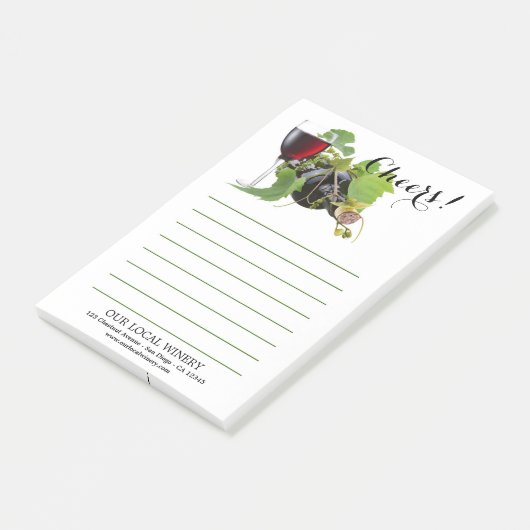 Moderner Rotwein Weinkeller und Weintrauben Post-it Klebezettel (angewinkelt)