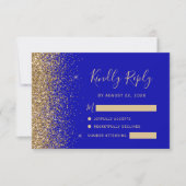 Moderner Royal Blue Gold Imitate Glitzer Edge RSVP Karte (Vorderseite)