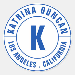 Moderner Royal Blue Monogram Curry Text Runder Aufkleber