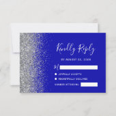 Moderner Royal Blue Silver Imitats Glitzer Edge RSVP Karte (Vorderseite)