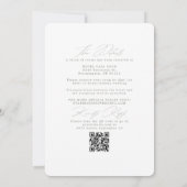 Moderner RSVP QR Code für weiße Hochzeitssage Einladung (Rückseite)