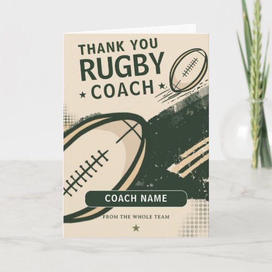 Moderner Rugby-Team-Trainer Dankeskarte (Vorderseite)