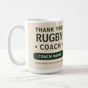 Moderner Rugby-Teamspieler-Trainer Kaffeetasse