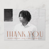 Moderner Rust Foto Abschluss Vielen Dank Postkarte (Vorderseite)