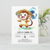 Moderner rustikaler Affe Geburtstag Einladung (Stehend Vorderseite)