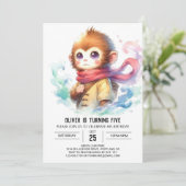 Moderner rustikaler Affe Geburtstag Einladung (Stehend Vorderseite)