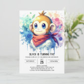 Moderner rustikaler Affe Geburtstag Einladung (Stehend Vorderseite)