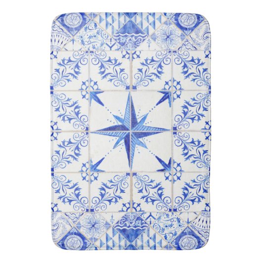 Moderner rustikaler Bauernhaus-Seestrand-blaues Badematte (Vorderseite Vertikal)