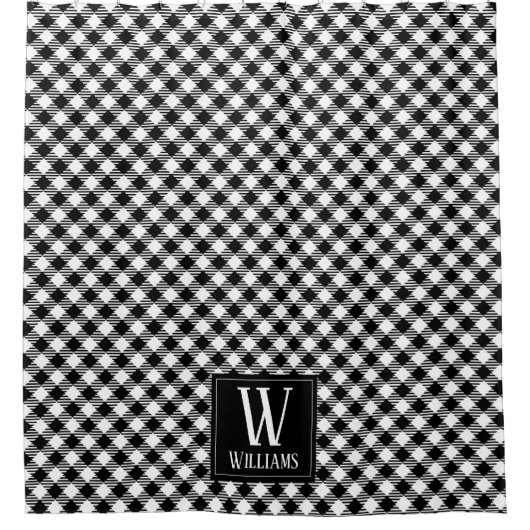 Moderner rustikaler Bauernhof Schwarz-weiß Kariert Duschvorhang (Vorderseite)