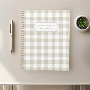 Moderner Rustikaler Beiger Büffel-Karo-Planner Planer