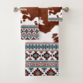 Moderner Rustikaler Boho Western Cowhide Badhandtuch Set (Insitu)