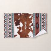 Moderner Rustikaler Boho Western Cowhide Badhandtuch Set (Handtuch)