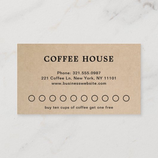 Moderner Rustikaler Brot Einfache Niedliche Kaffee Treuekarte (Rückseite)