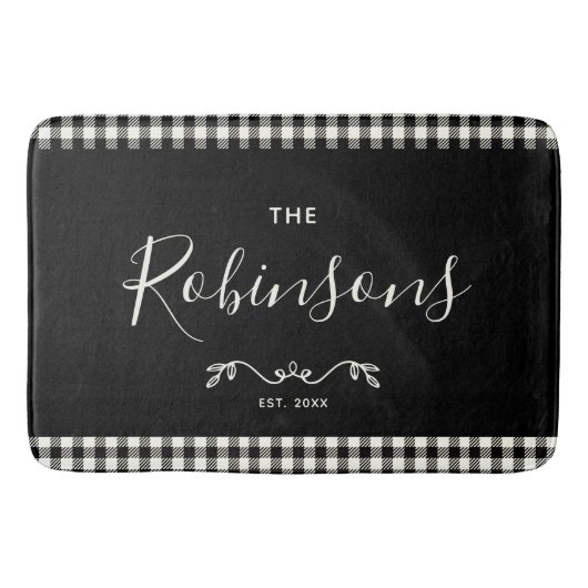 Moderner Rustikaler Buffalo Karo Karierte Familien Badematte (Vorderseite)