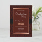 Moderner rustikaler Burgunder Kupfer-Abschluss P Einladung (Stehend Vorderseite)