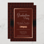 Moderner rustikaler Burgunder Kupfer-Abschluss P Einladung (Vorne/Hinten)