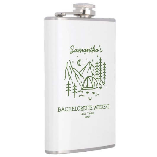 Moderner rustikaler Camping Junggeselinnen-Abschie Flachmann (Rechts)