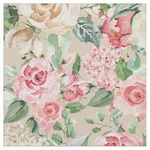 Moderner rustikaler Creme-Rosen-Rosa Watercolor Stoff